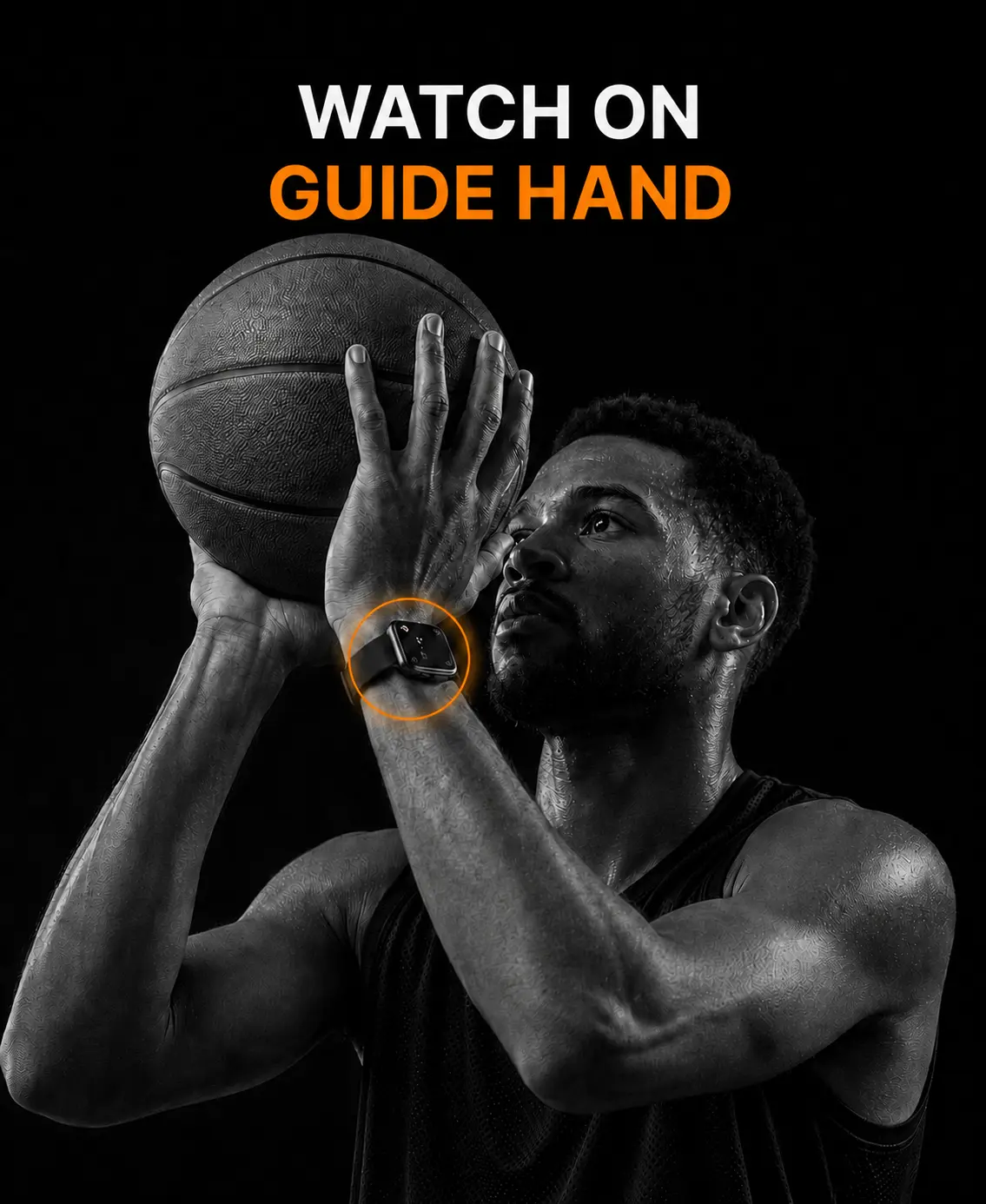 Basketball player wearing Apple Watch on the guide-hand wrist